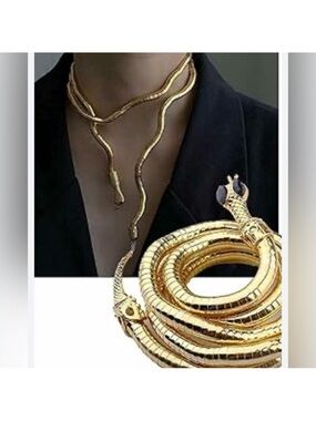 Gold Snake Bendable Choker Necklace 18k Gold Plated new